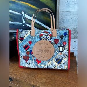 Tory Burch Ella hot-air balloon in the sky tote!  Huge Beautiful FUN!!!